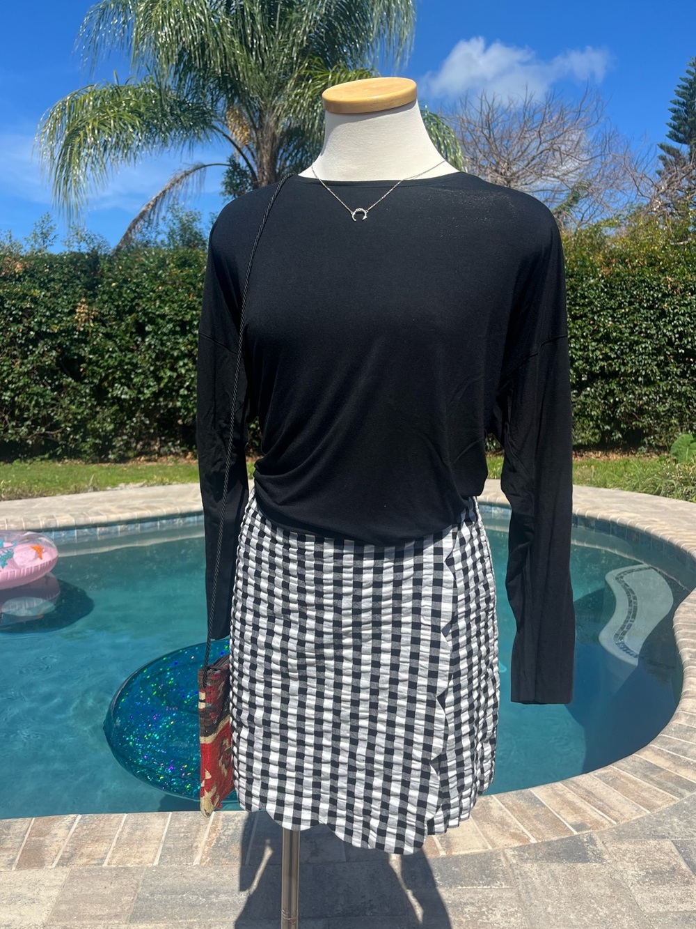 Talbots Gingham Checkered skort size 8 skirt/shorts like new 100% cotton